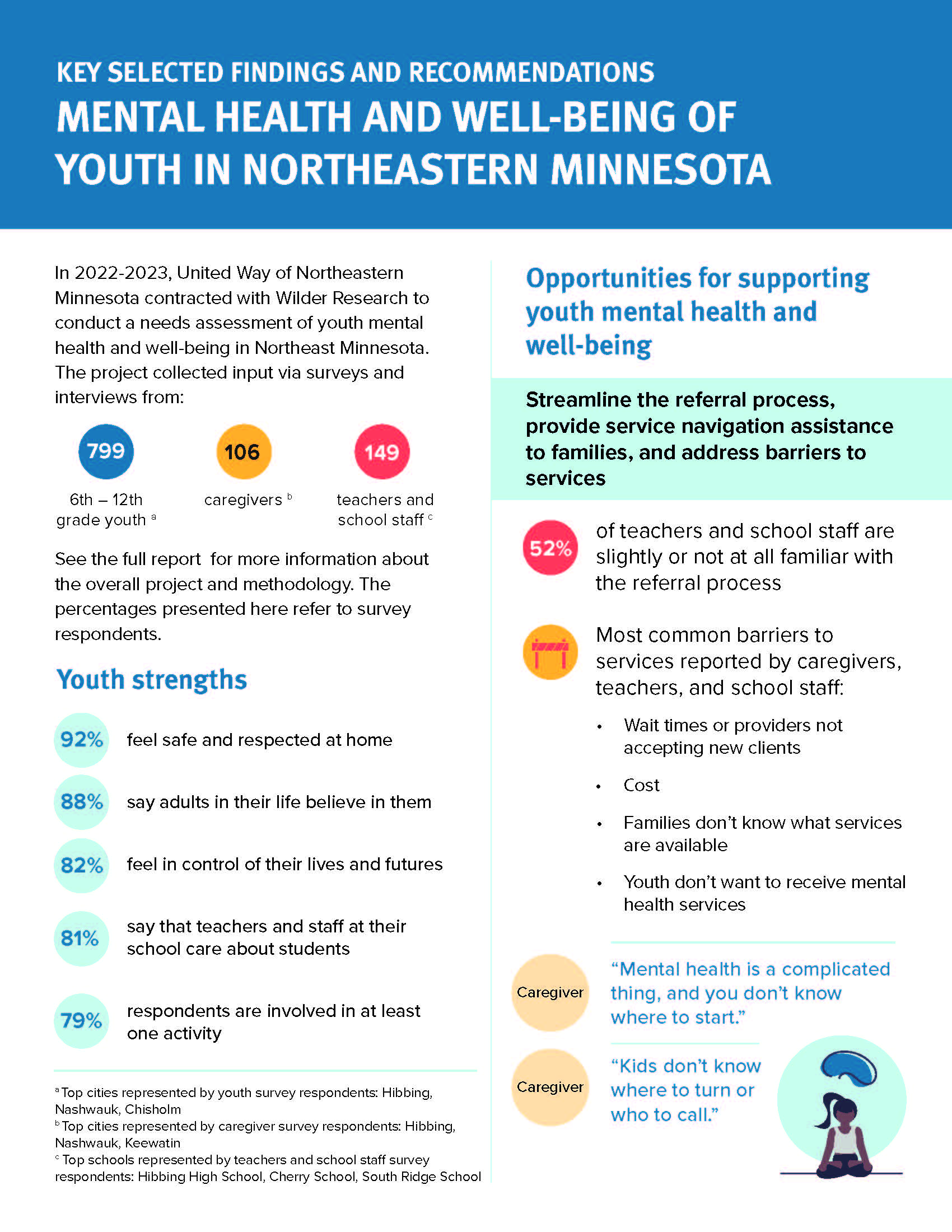 Summary of key findings from Wilder Research NE MN Youth Mental Health Needs Assessment