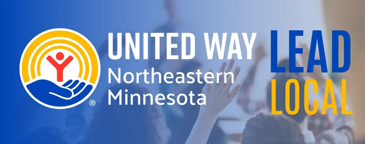 Hands raised behind blue gradient. In foreground: UWNEMN Lead Local