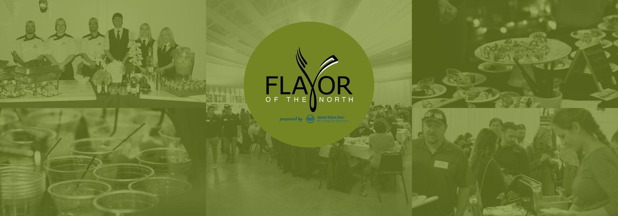 images of food, chefs from previous Flavor of the North events with a green overlay - Flavor of the North presented by U. S. Steel 